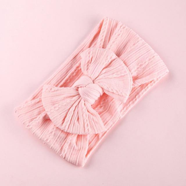 Cable Bow Headband - Baby Pink - 