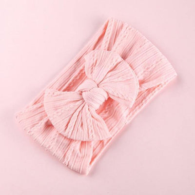 Cable Bow Headband - Baby Pink - 