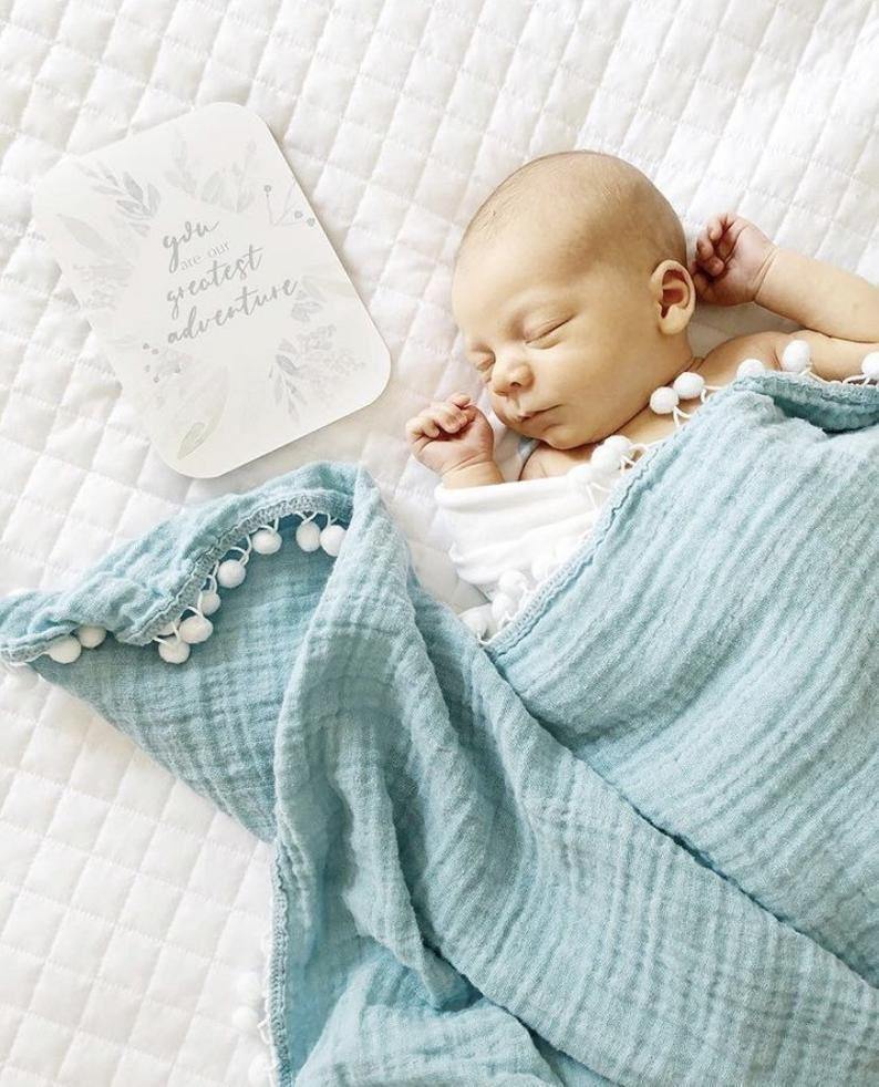Personalised Pom Pom Baby Blanket - 
