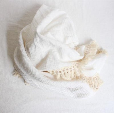 Personalised Tassel Baby Blanket - White 80x65cm 
