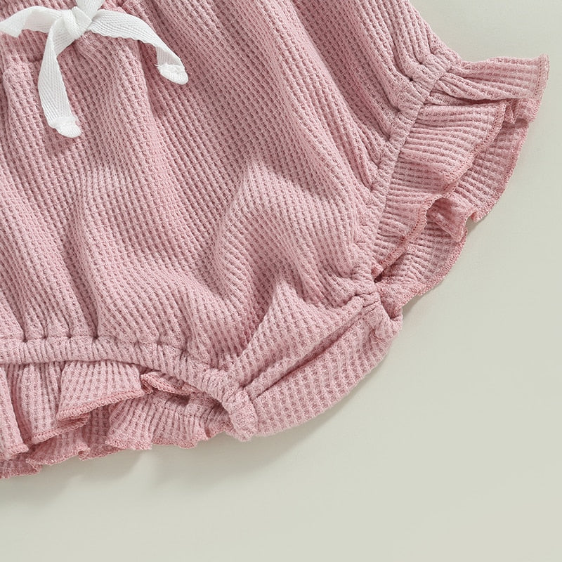 Waffle Singlet and Bloomer set - Pink