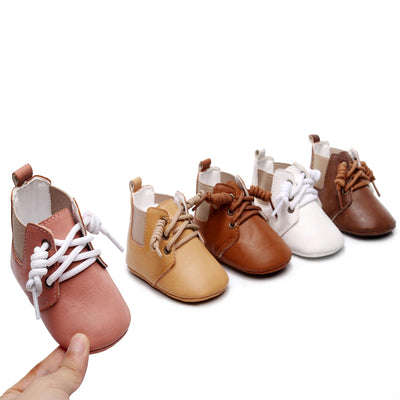 Baby Boot lace up pre walker - White