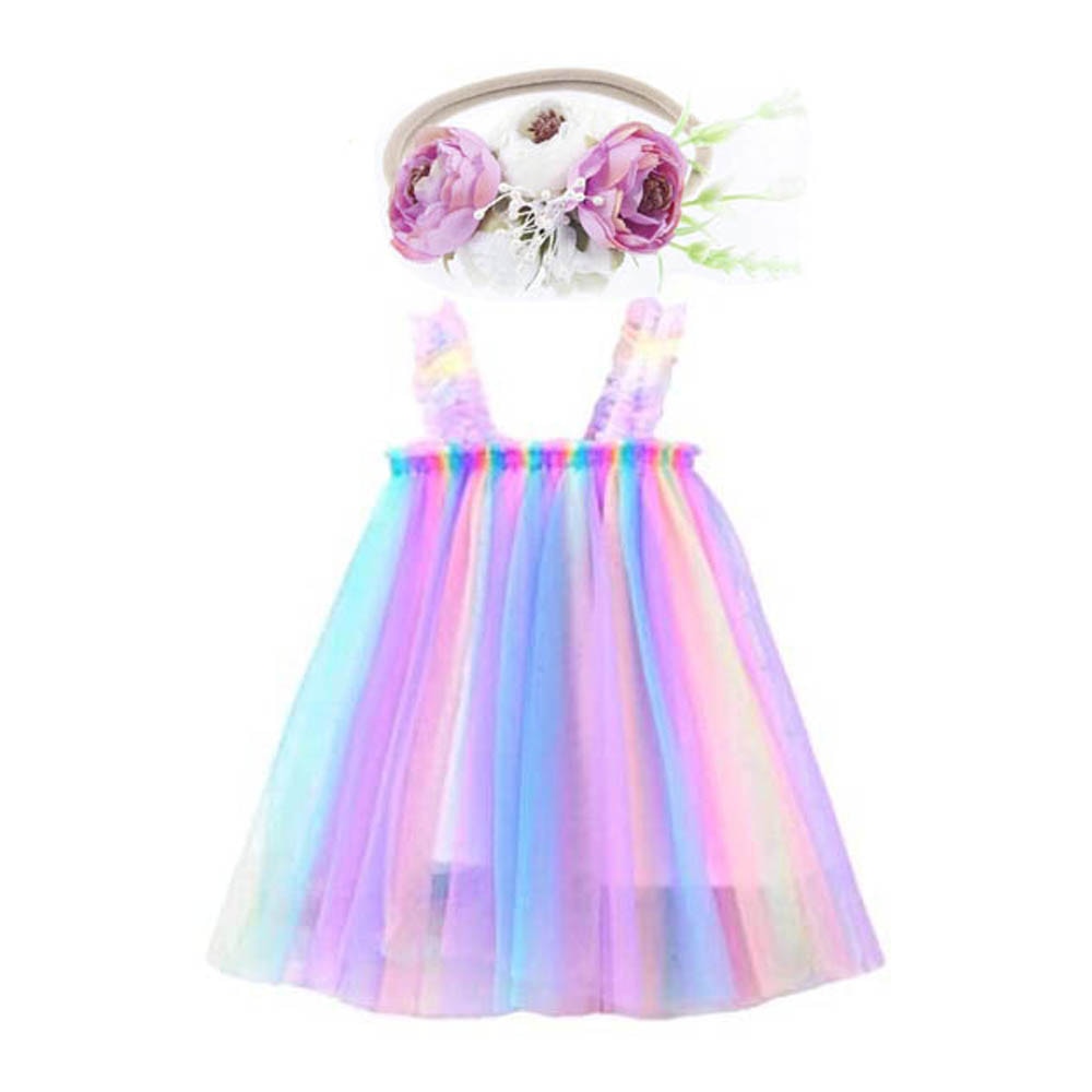 Tulle Dress with Flower Headband Set