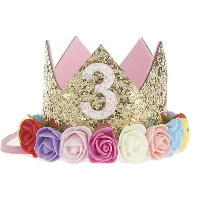 Rainbow Birthday Crown Headband