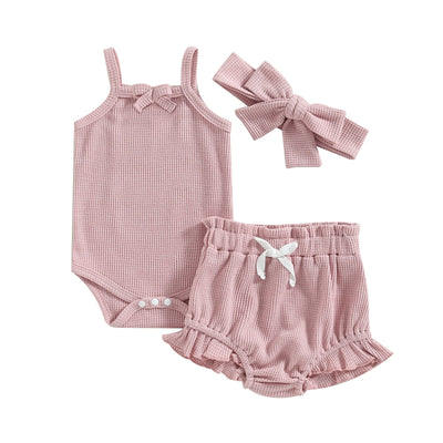 Waffle Singlet and Bloomer set - Pink