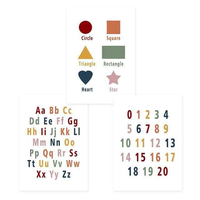 Alphabet, Shapes & Numbers - 50x70 cm no frame Set 