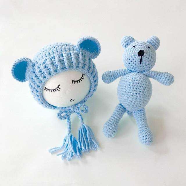 Baby Knit Beanie & Teddy Bear - Our Baby Nursery