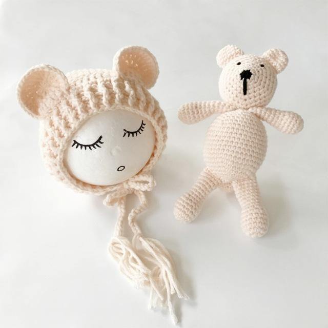 Baby Knit Beanie & Teddy Bear - Our Baby Nursery