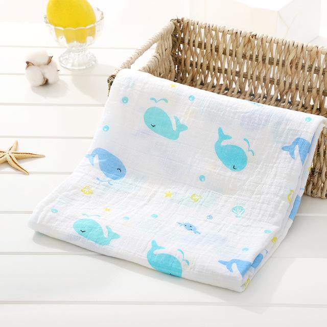 Baby Organic Muslin Wrap - Whales - Our Baby Nursery