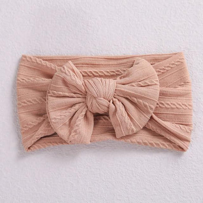 Cable Bow Headband - Dusty Peach - 