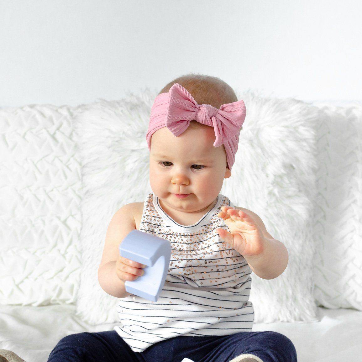 Cable Bow Headband - Dusty Pink - 