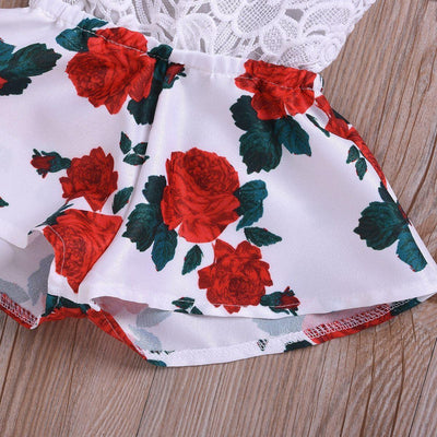 Lace Flower Print Jumpsuit - 
