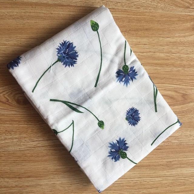 Muslin Square - Blue Flowers - Our Baby Nursery