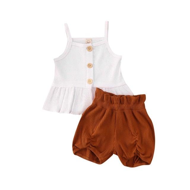 Peplum Top + Shorts (2PC Set) - Brown 2Y 