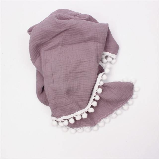 Personalised Pom Pom Baby Blanket - Purple 80x65cm 
