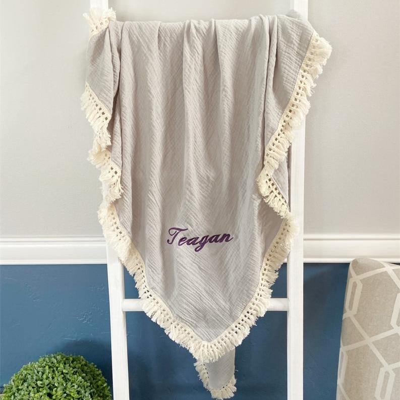 Personalised Tassel Baby Blanket - 