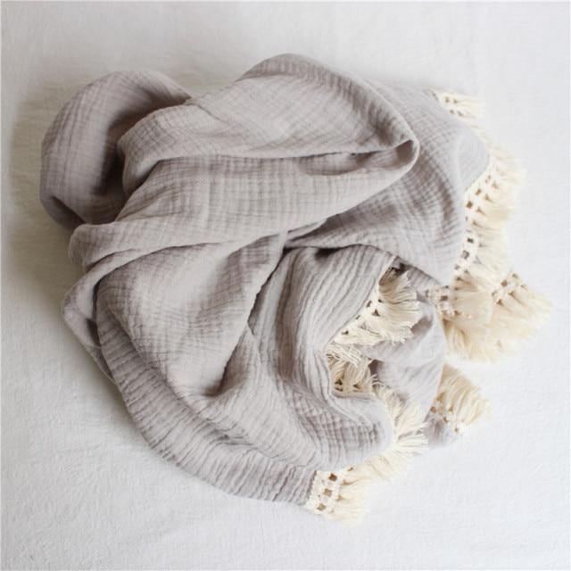 Personalised Tassel Baby Blanket - Grey 80x65cm 