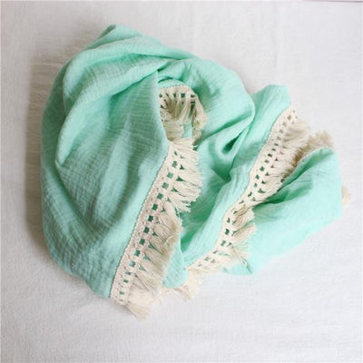 Personalised Tassel Baby Blanket - Mint 80x65cm 