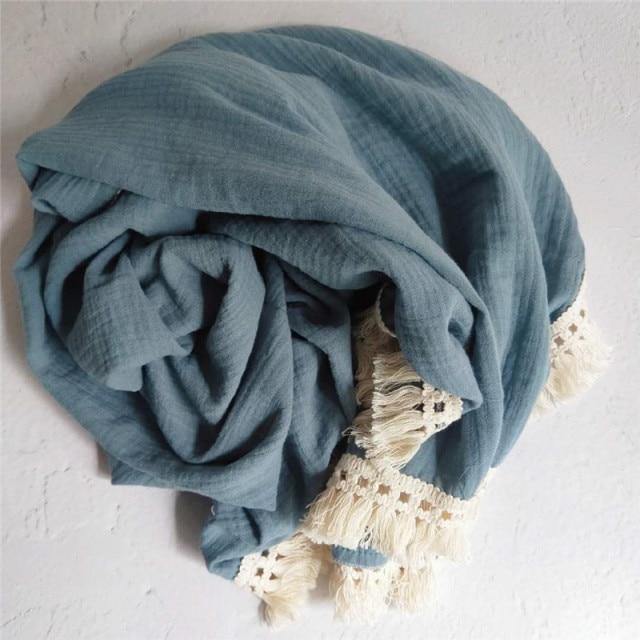 Personalised Tassel Baby Blanket - Navy Blue 80x65cm 