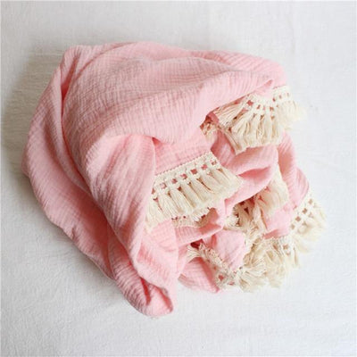 Personalised Tassel Baby Blanket - Pink 80x65cm 