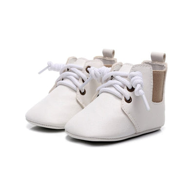 Baby Boot lace up pre walker - White