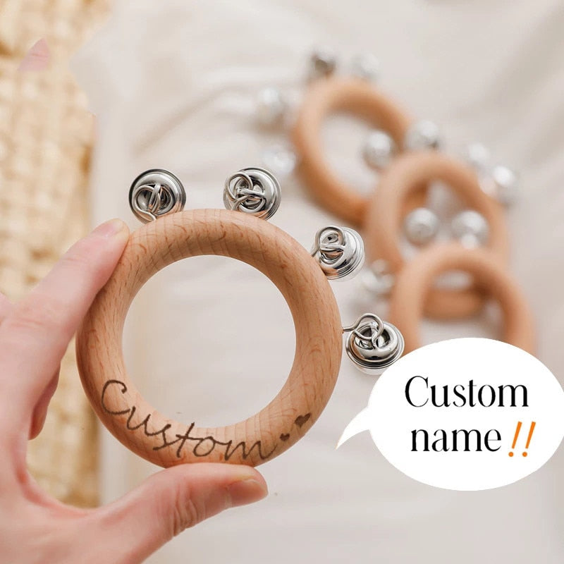 Personalised Ring Hand Bell Baby Rattle