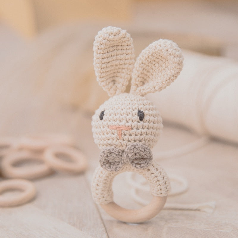 Bunny Crochet Wooden Rattle/Teether