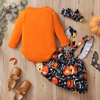 Halloween Long-sleeve Pumpkin Print Set (2pcs)