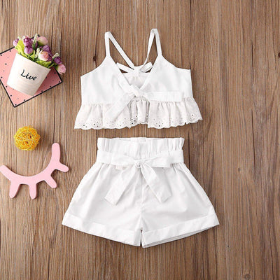 Ruffles Lace Crop Top + Shorts (2pcs) - Our Baby Nursery