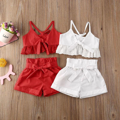 Ruffles Lace Crop Top + Shorts (2pcs) - Our Baby Nursery