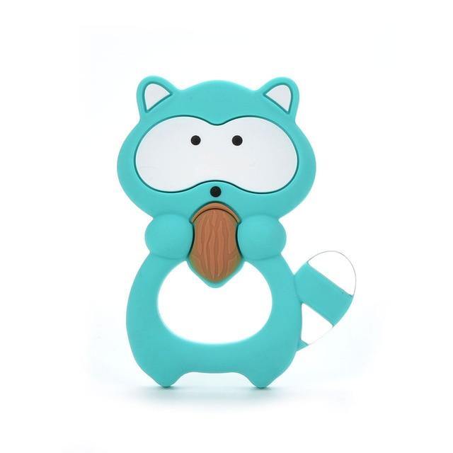 Silicone Teether - Raccoon (Teal) - Our Baby Nursery