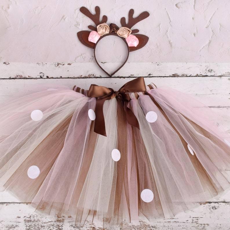 Tutu Skirt with Reindeer Headband - 