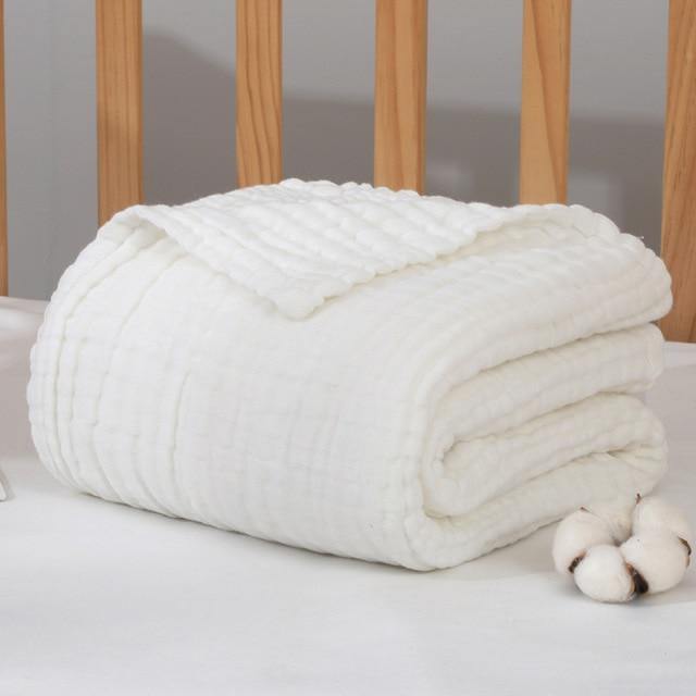 White Muslin Cotton Baby Blanket - 