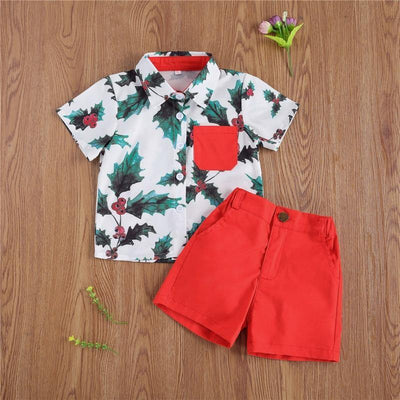 Xmas Summer Outfit - Button Shirt + Shorts - Our Baby Nursery